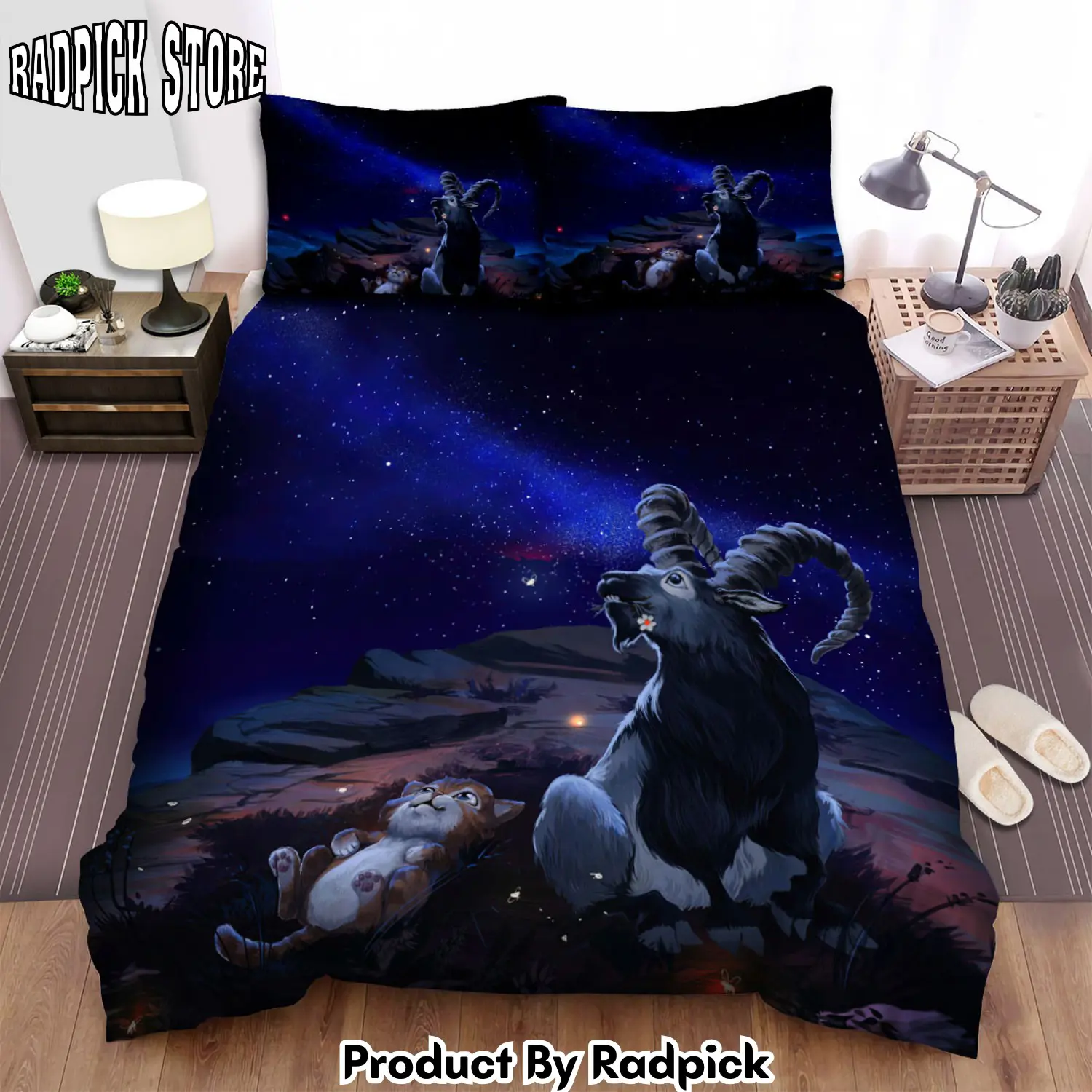 Radpick the goat watching stars duvet cover bedroom sets comfortable bedding sets rp3271252